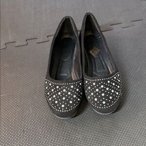 Black Embellished Women's Ballet Flats